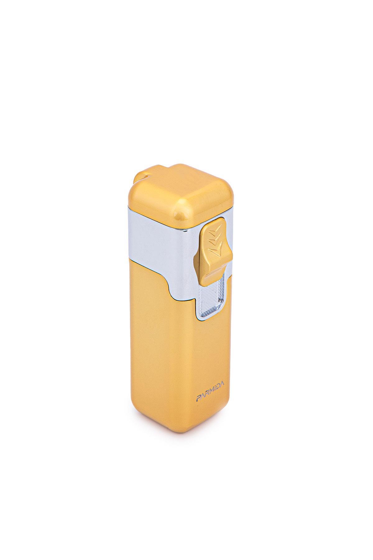Parmida 4 Torch Sarı-Gümüş Metal Puro Çakmağı