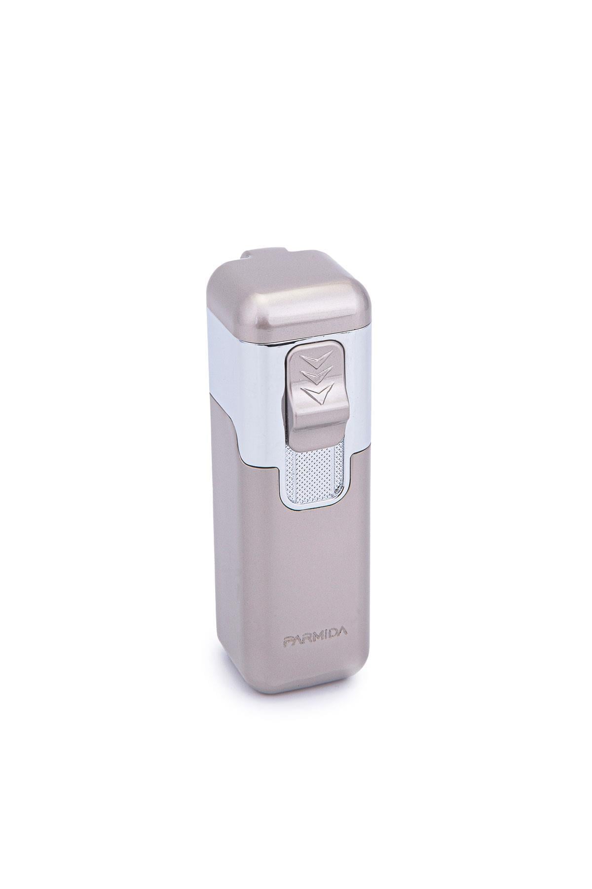 Parmida 4 Torch Bej-Gümüş Metal Puro Çakmağı