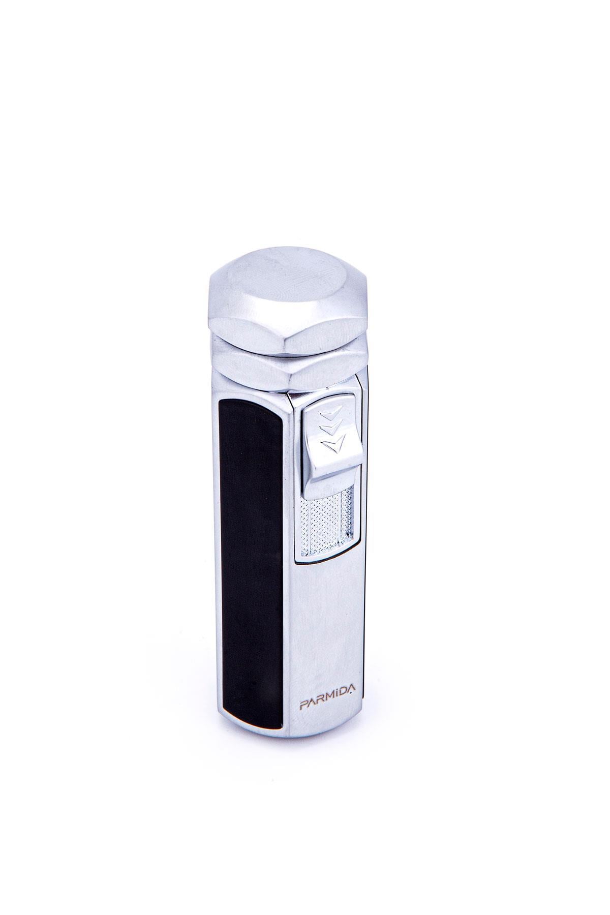 Parmida 4 Torch Pürmüz Gümüş-Siyah Metal Puro Çakmağı