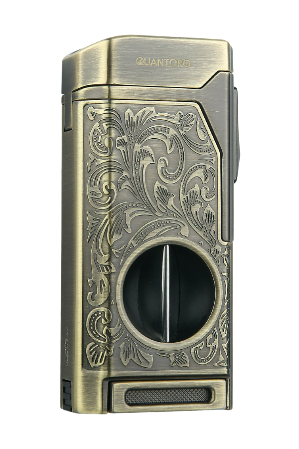 TRZ1183,Quantoro Dört Torch Pürmüz V-Kesici/Delicili Bronz Metal Puro Çakmağı