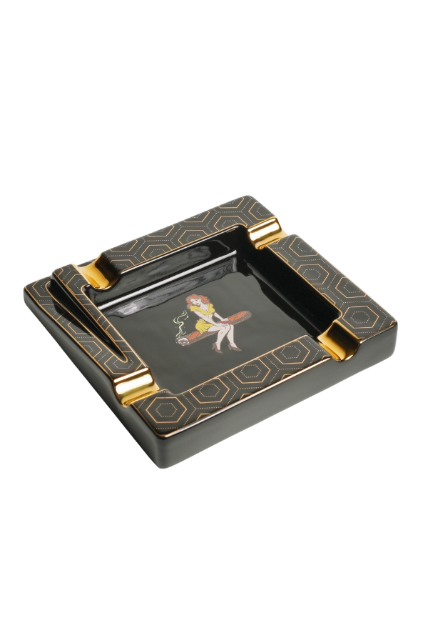 Firebird Cigar Lady Siyah-Gold Dörtlü Porselen Puro Küllüğü