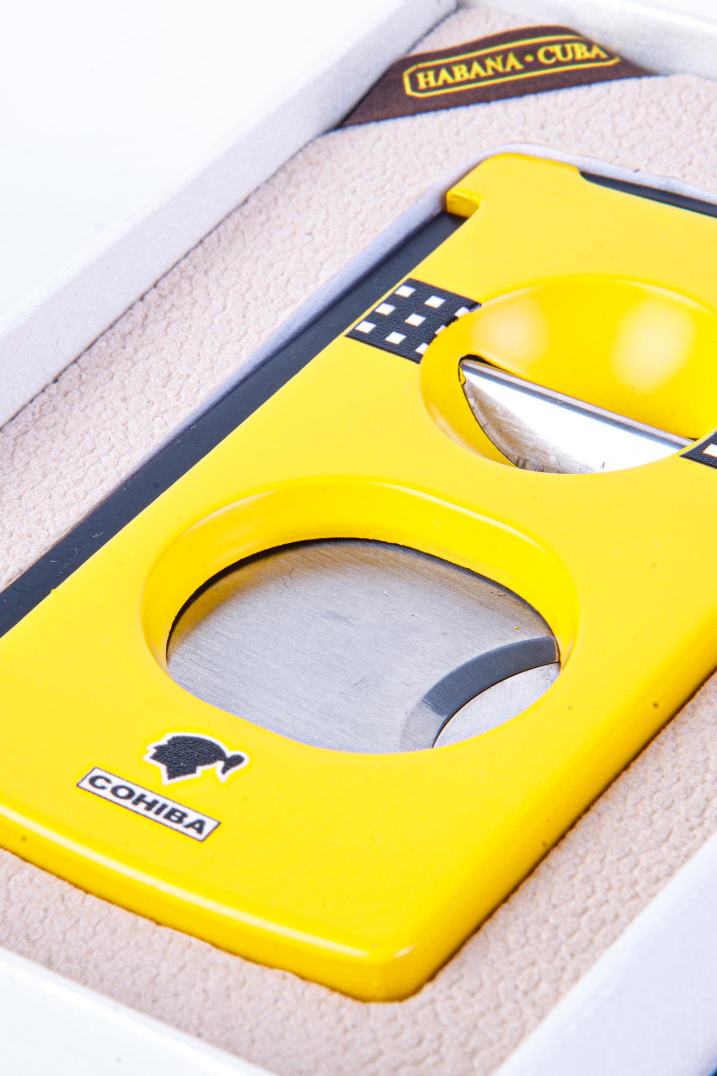 Cohiba Özel Üretim Sarı Düz & V Metal Puro Makası Kesici