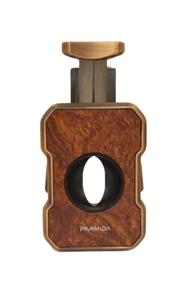 Parmida Bronz Ahşap Desenli Metal Puro Makası Kesici