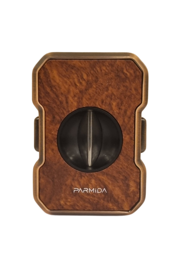 Parmida Bronz Ahşap Desenli Metal Puro Makası Kesici