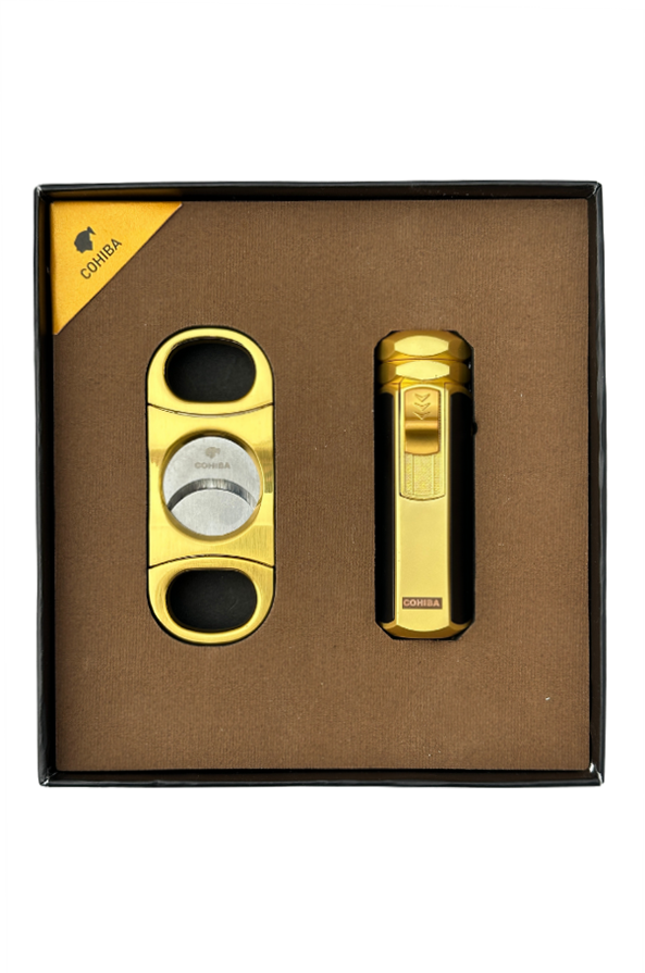 Cohiba Çakmak Kesici Gold Puro Seti
