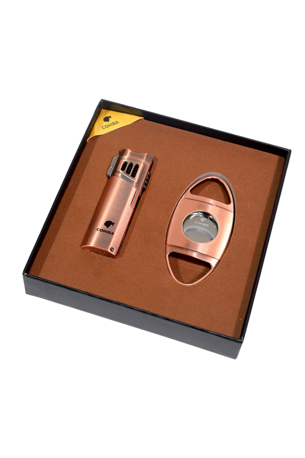 Cohiba Çakmak Kesici İkili Bronz Puro Seti