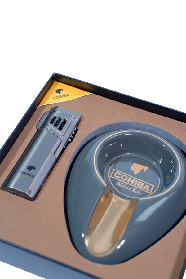Cohiba Çakmak Küllük İkili Gunmetal Puro Seti
