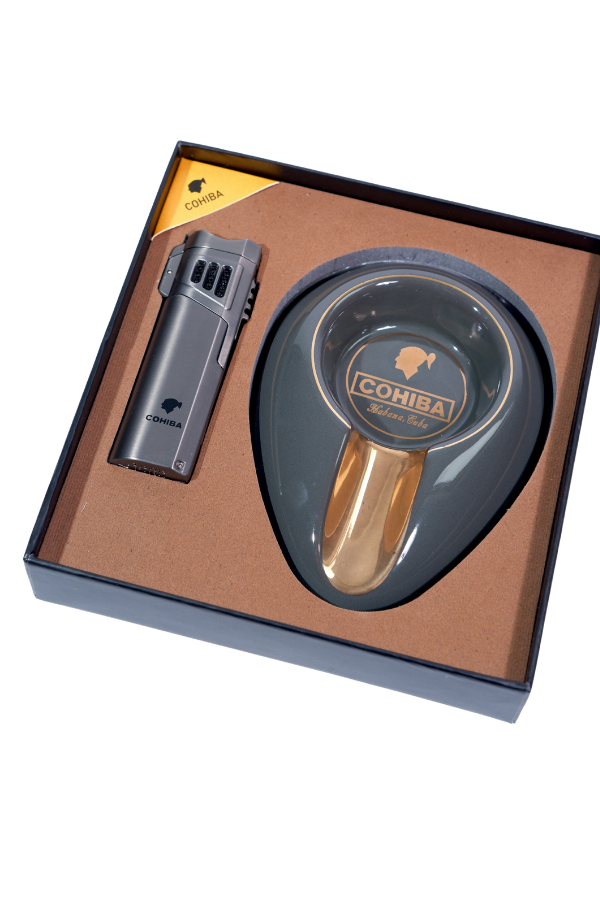 Cohiba Çakmak Küllük İkili Gunmetal Puro Seti
