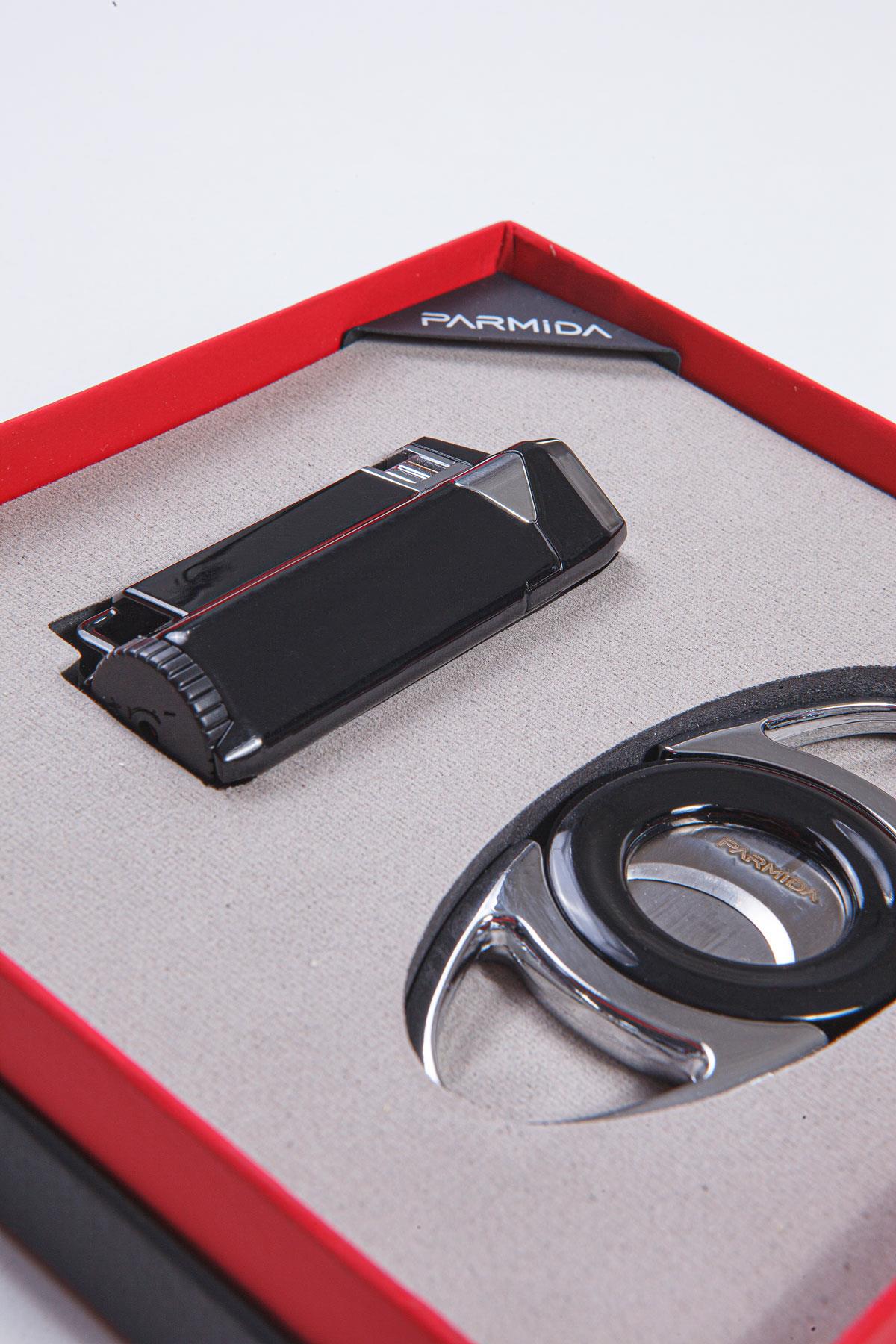 Parmida Çakmak Kesici Siyah-Gümüş İkili Puro Seti