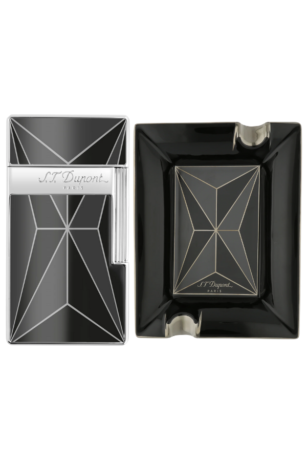 S.T. Dupont Fire x Black Siyah Çakmak Küllük İkili Puro Seti - ST-FRX-003