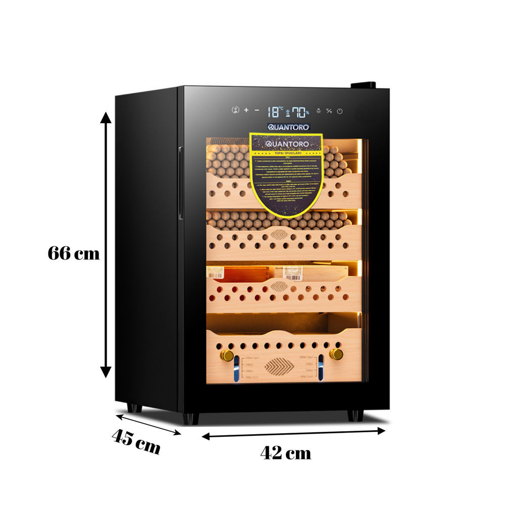 Quantoro QCC-60 Elektronik Nemlendirme & Soğutmalı Siyah Puro Dolabı