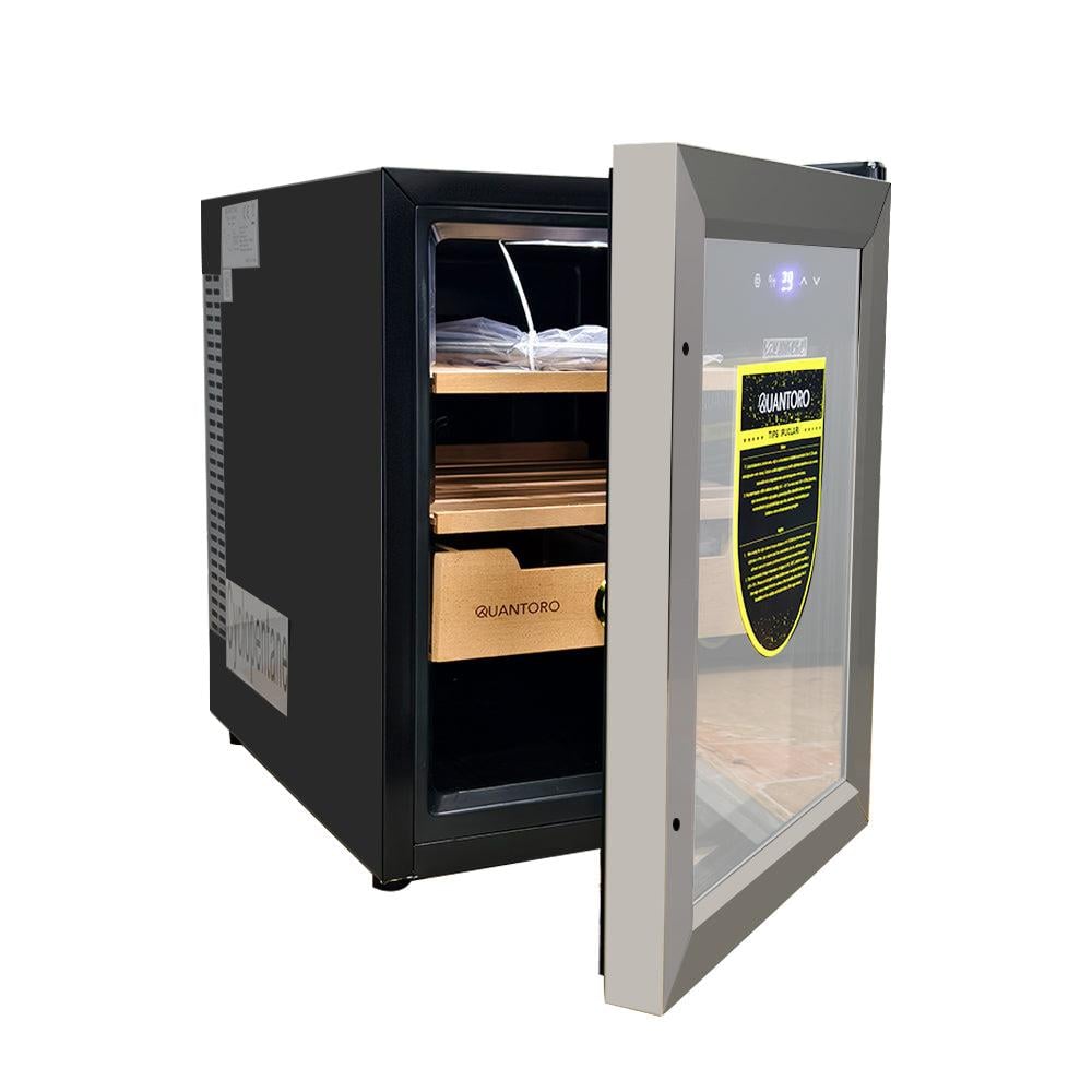 Quantoro QCC-52-B Elektronik Nemlendirme & Soğutmalı Gümüş Puro Dolabı