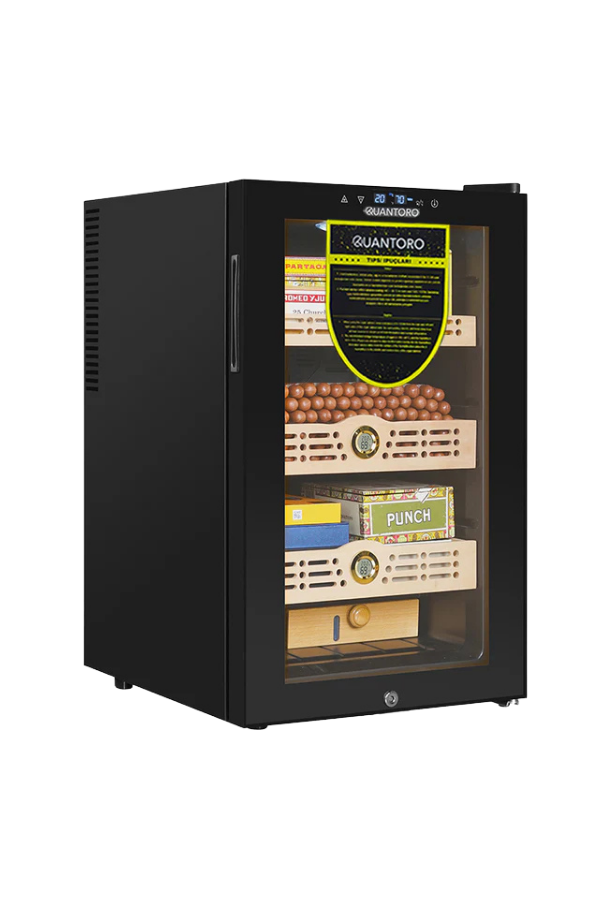 Quantoro QCC-10 Elektronik Nemlendirme & Soğutmalı Siyah Puro Dolabı