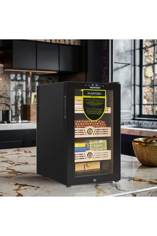 Quantoro QCC-10 Elektronik Nemlendirme & Soğutmalı Siyah Puro Dolabı