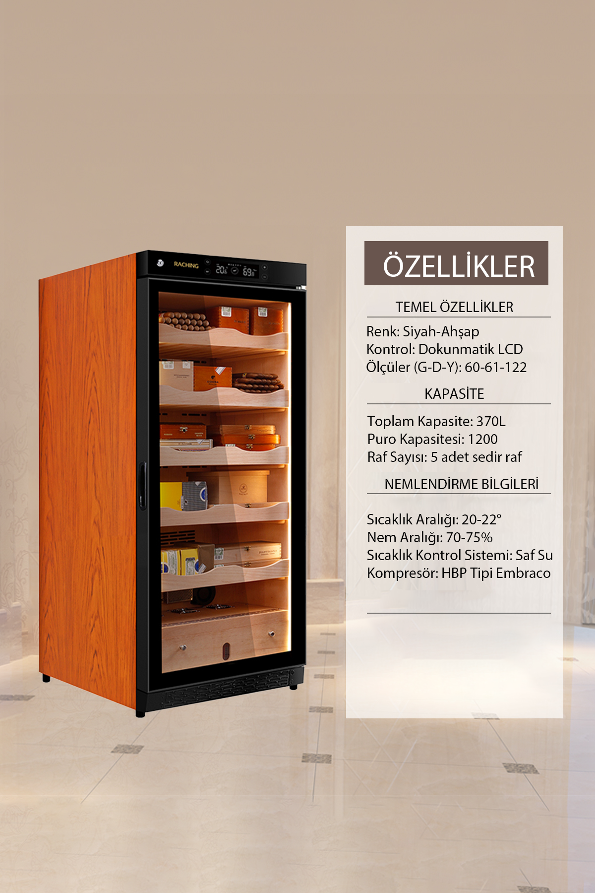 Raching Elektronik Puro Dolabı Kahverengi C230A