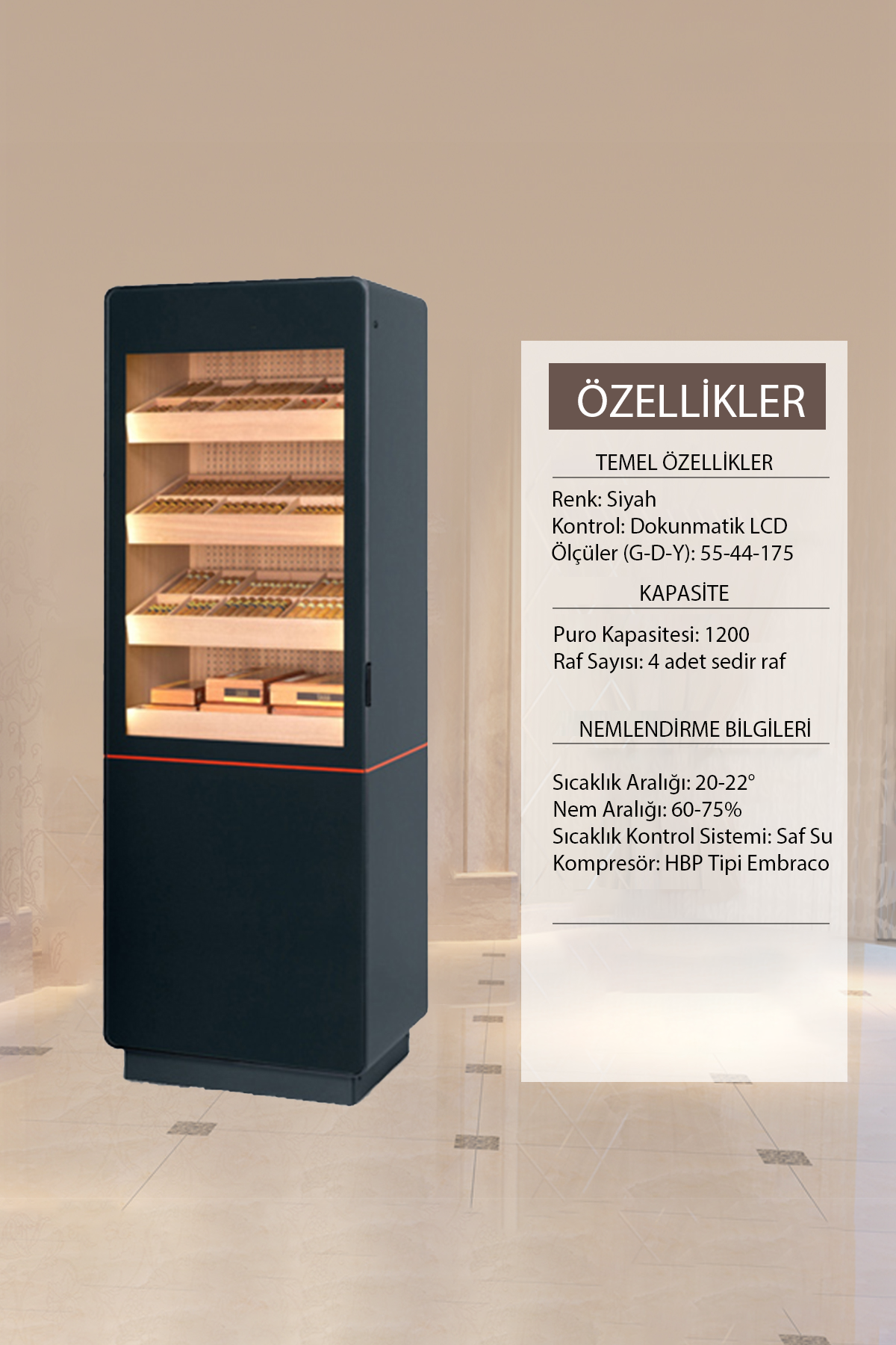Raching Elektronik Puro Dolabı Siyah MC270