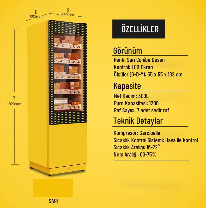 Raching Elektronik Puro Dolabı Sarı COH300