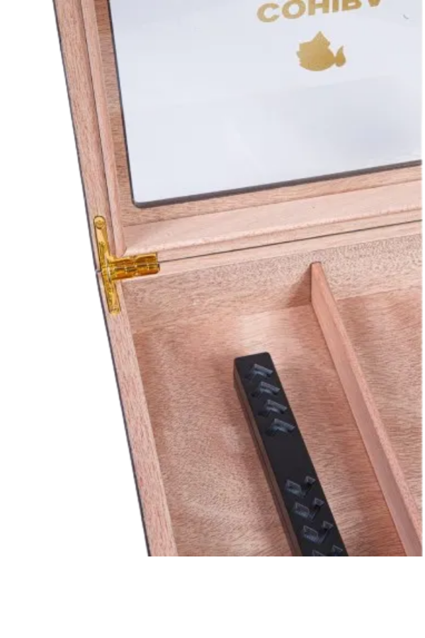 Cohiba Kahverengi Camlı Sedir Humidor Puro Kutusu