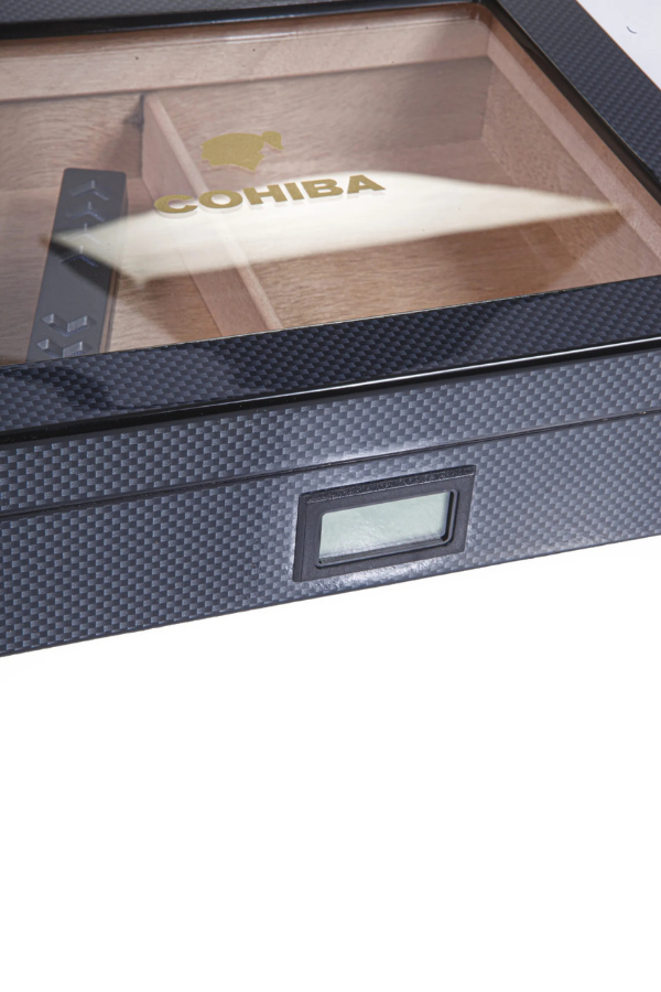 Cohiba Siyah Karbon Desenli Sedir Humidor Puro Kutusu