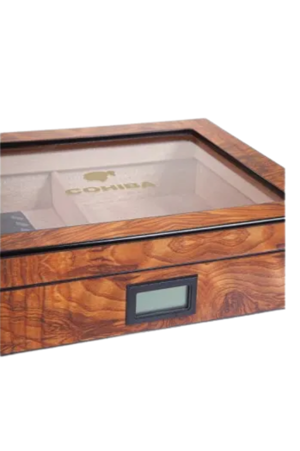 Cohiba Kahverengi Camlı Sedir Humidor Puro Kutusu