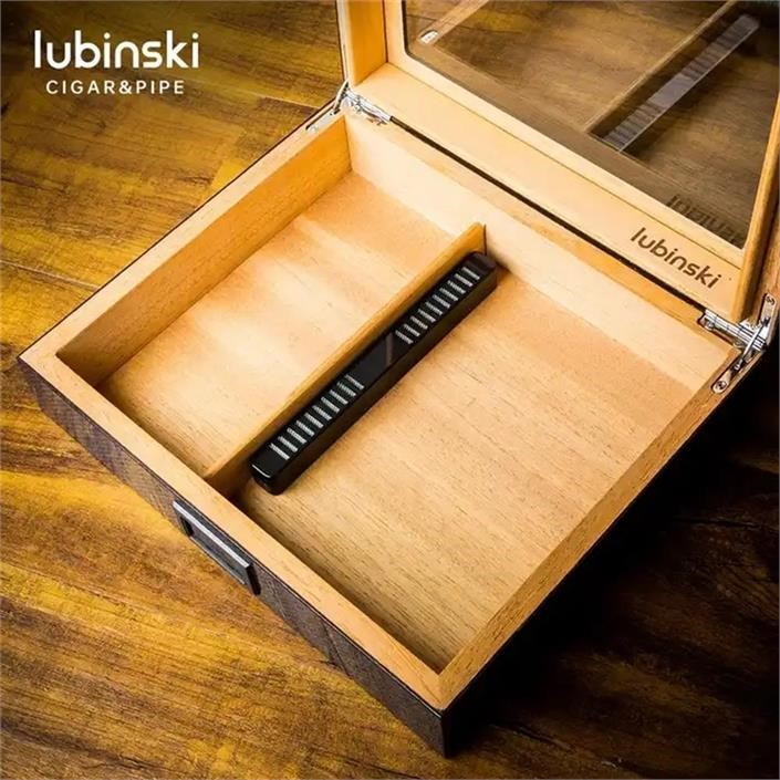 Lubinski Cedar Basic Camlı Puro Kutusu Humidor Slim Dijital Karbon 15s