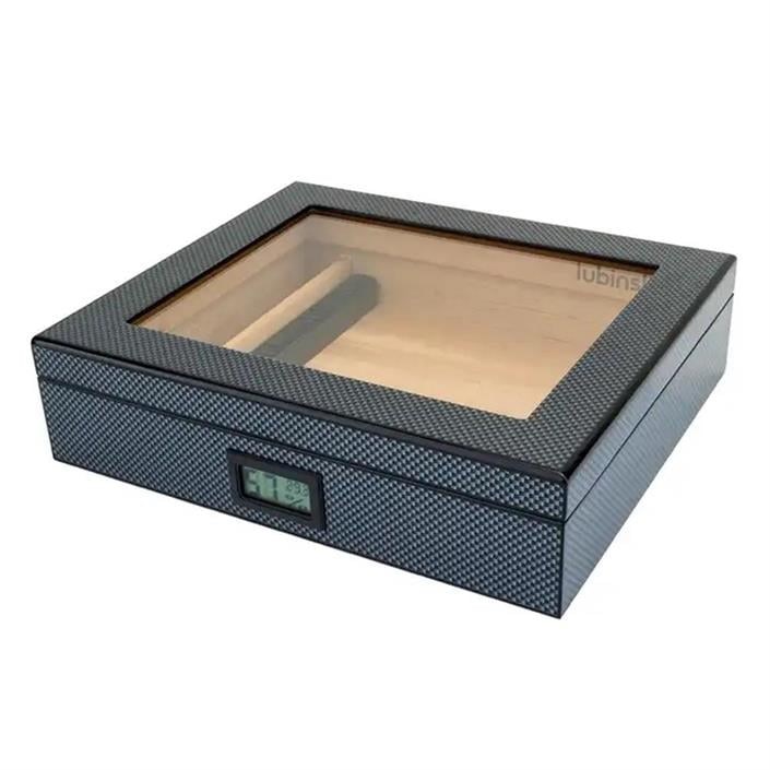 Lubinski Cedar Basic Camlı Puro Kutusu Humidor Slim Dijital Karbon 15s
