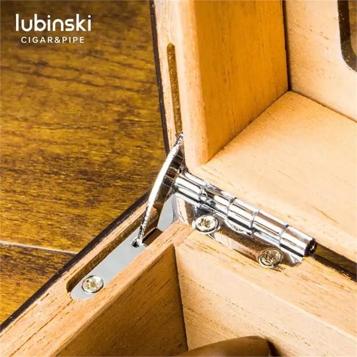 Lubinski Cedar Basic Camlı Puro Kutusu Humidor Slim Dijital Karbon 15s