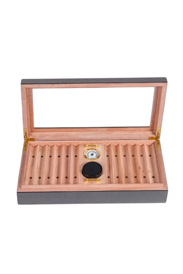 PremiumQuality Tocoa Karbon Desenli Sedir Humidor Puro Kutusu
