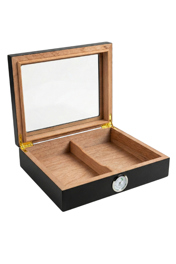PremiumQuality Recife Siyah Sedir Humidor Puro Kutusu