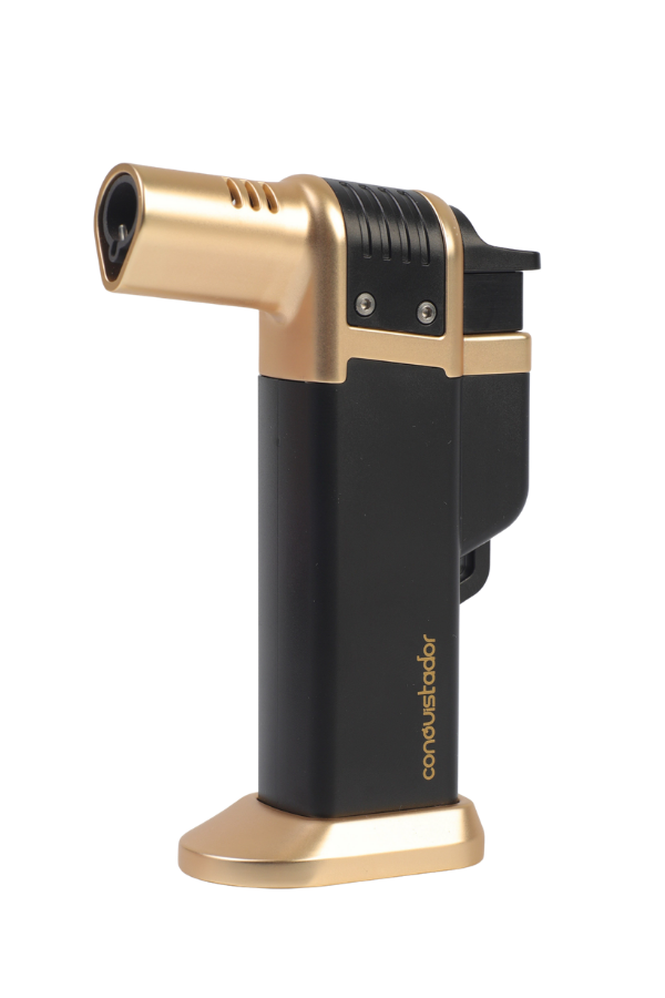Conquistador Tek Torch Pürmüz Gold Siyah Masa Tipi Plastik Puro Çakmağı