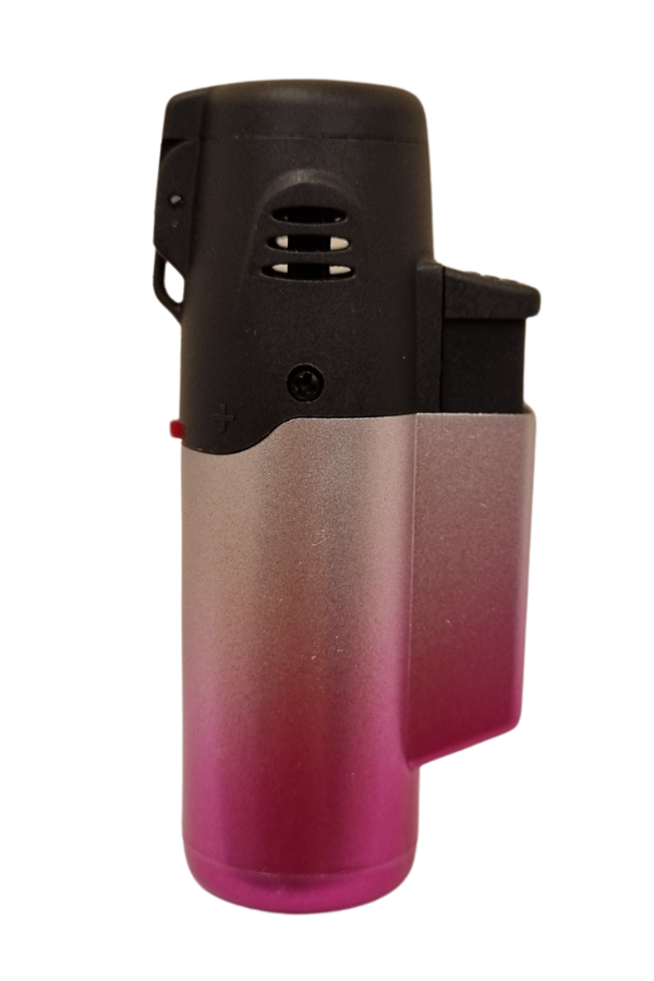 PremiumQuality Gümüş-Pembe Masa Tipi Tek Torch Pürmüz Puro Çakmağı