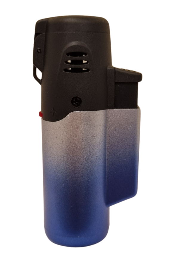 PremiumQuality Mavi-Gümüş Masa Tipi Tek Torch Pürmüz Puro Çakmağı