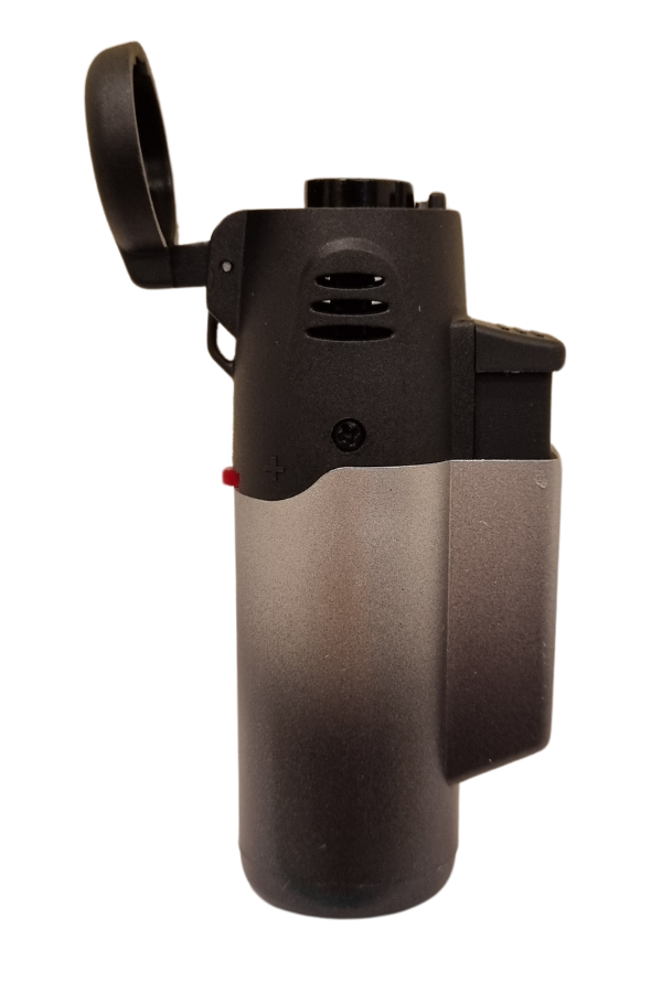 PremiumQuality Siyah-Gümüş Masa Tipi Tek Torch Pürmüz Puro Çakmağı