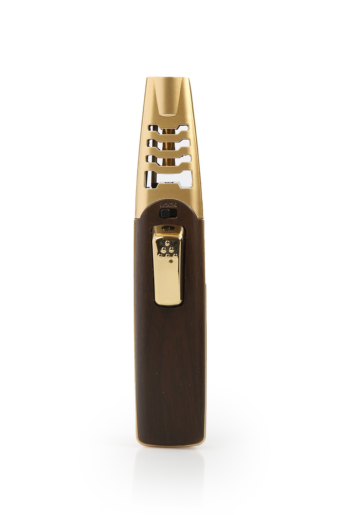 Premium Quality Tek Torch Pürmüz Kahverengi-Gold Masa Tipi Puro Çakmağı