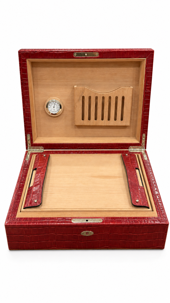 Cohiba Kırmızı Timsah Desenli Dışı Deri Humidor Puro Kutusu