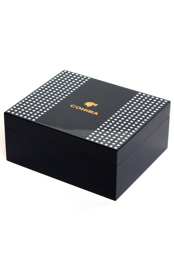 Cohiba Siyah Nokta Desenli Sedir Humidor Puro Kutusu