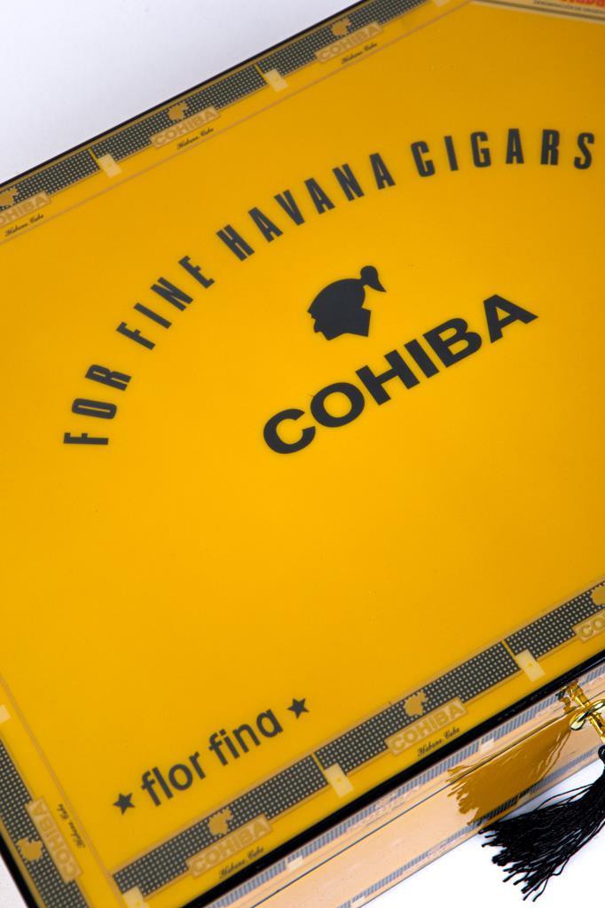Cohiba Sarı Desenli Sedir Humidor Puro Kutusu