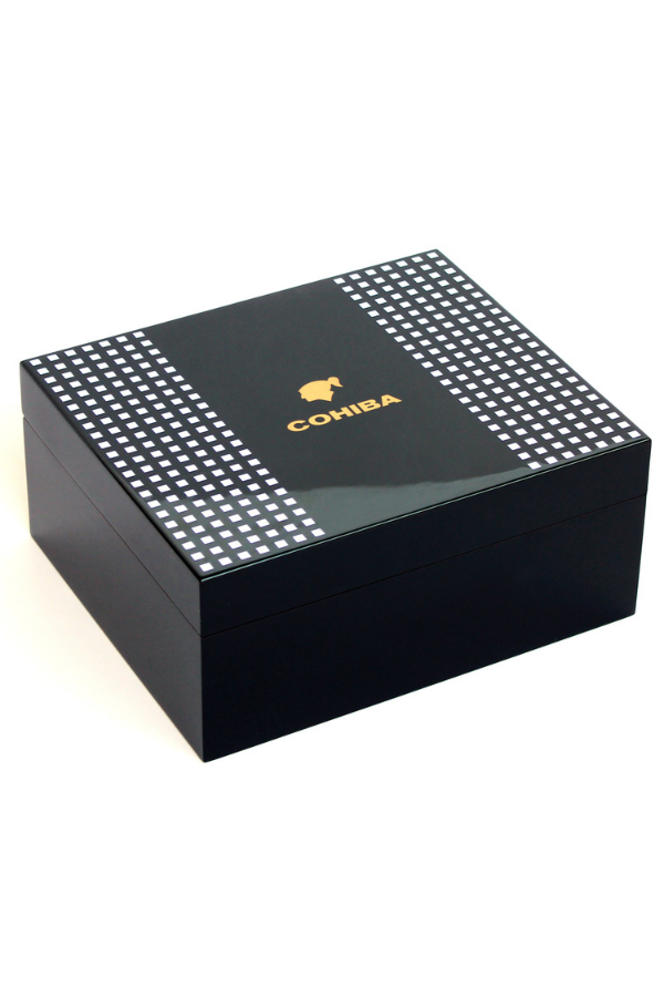 Cohiba Siyah Nokta Desenli Sedir Humidor Puro Kutusu