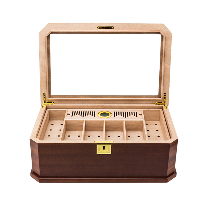 Lubinski New Cedar Camlı Tepsili Puro Kutusu Humidor Kahve 100s