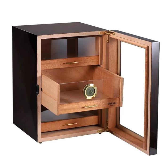 Lubinski Camlı 3 Çekmeceli Humidor Puro Kutusu Maun 100s