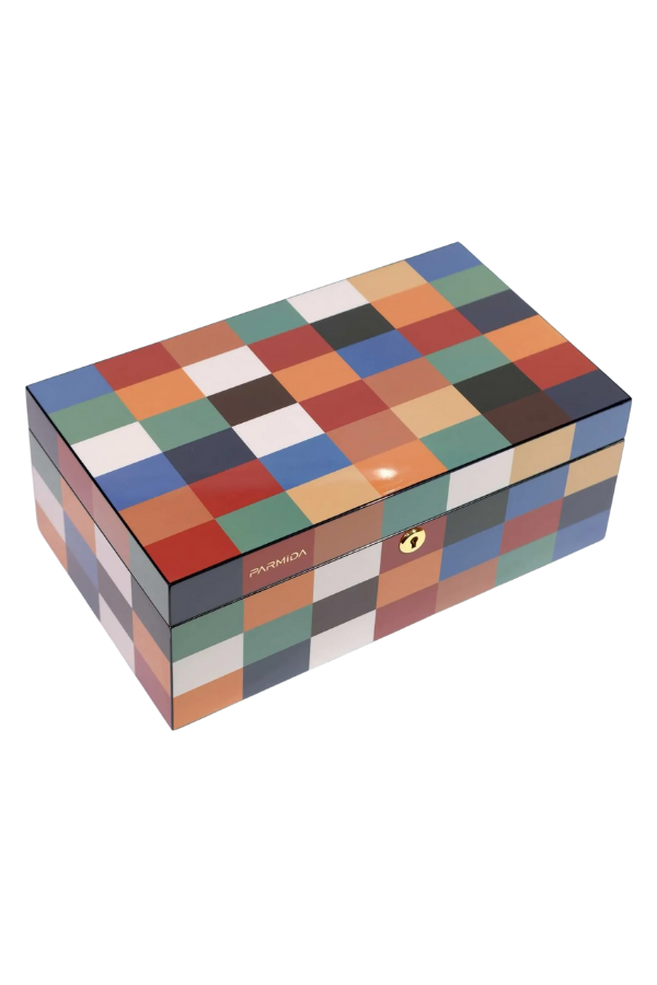 Parmida Dama Desenli Ahşap Sedir Humidor Puro Kutusu