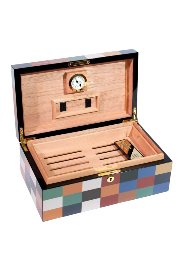 Parmida Dama Desenli Ahşap Sedir Humidor Puro Kutusu
