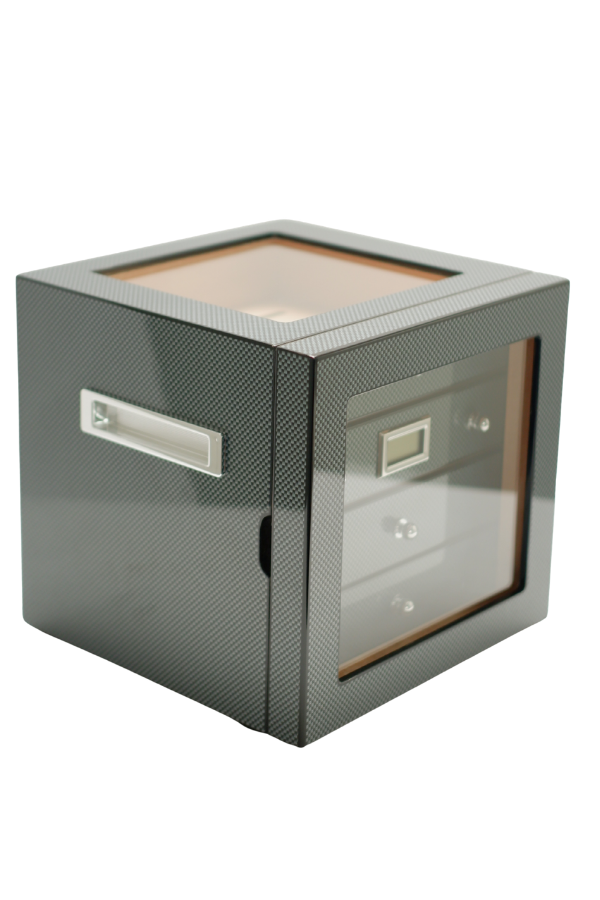 PremiumQuality Recoleta Karbon Desenli Sedir Humidor Puro Kutusu