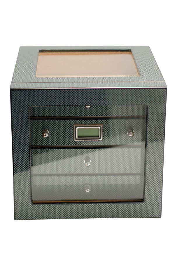 PremiumQuality Recoleta Karbon Desenli Sedir Humidor Puro Kutusu