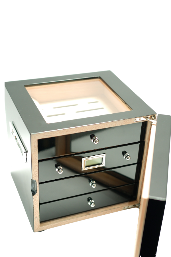 PremiumQuality Recoleta Siyah Sedir Humidor Puro Kutusu