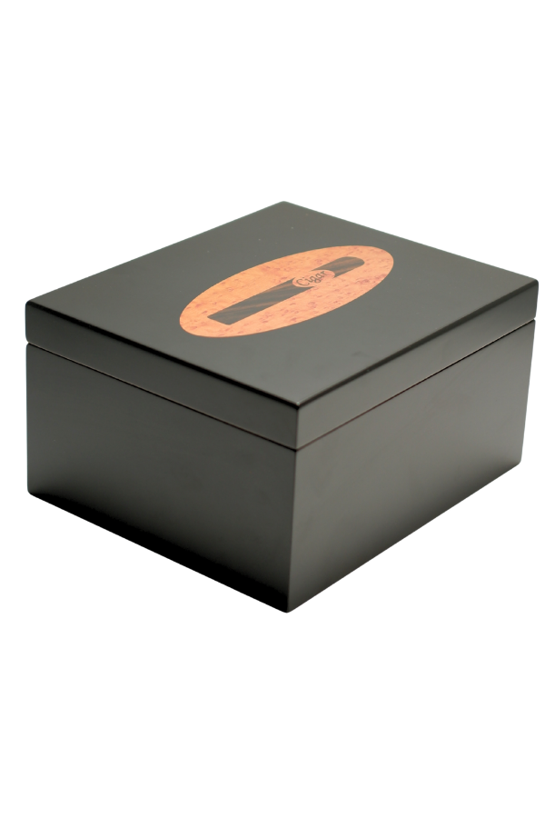 PremiumQuality Polermo Siyah Sedir Humidor Puro Kutusu