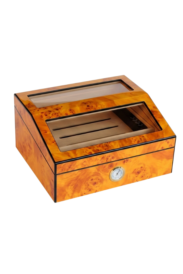 PremiumQuality Barranco Camlı Kahverengi Sedir Humidor Puro Kutusu