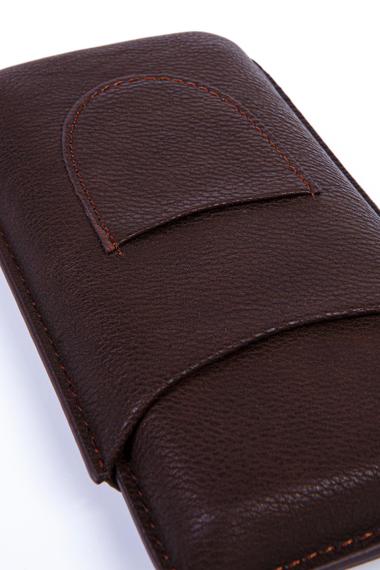 Cohiba Kahverengi Kesici Bölmeli Üçlü Deri Puro Kılıfı