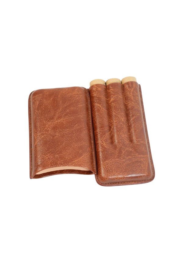 Cohiba Kahverengi Üçlü Deri Puro Kılıfı
