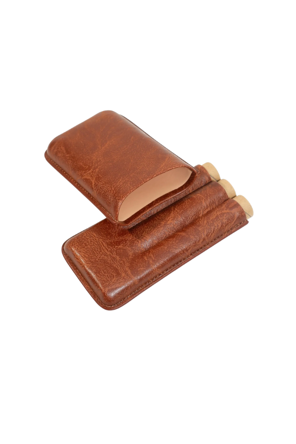 Cohiba Kahverengi Üçlü Deri Puro Kılıfı